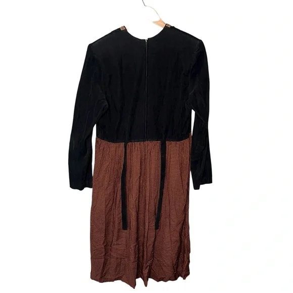 Karin Steven’s x Vintage 90’s Corduroy Harvest Plaid Check Prairie Dress - Picture 3 of 10